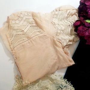 Beulah blush pink lace top